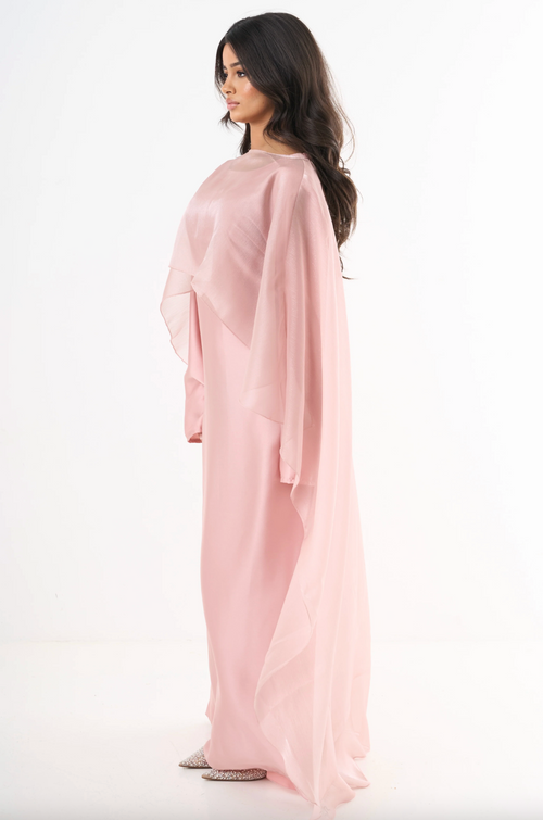 Elegant Cape Dress - Pink