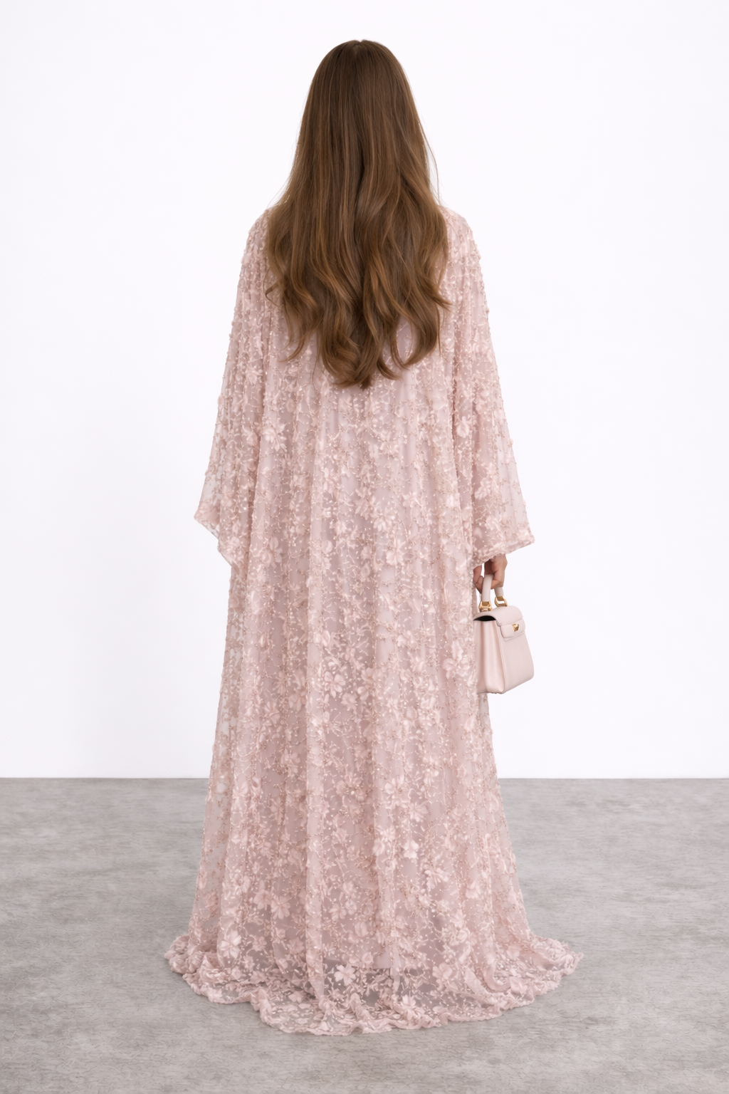 Blush Pink Lace Abaya